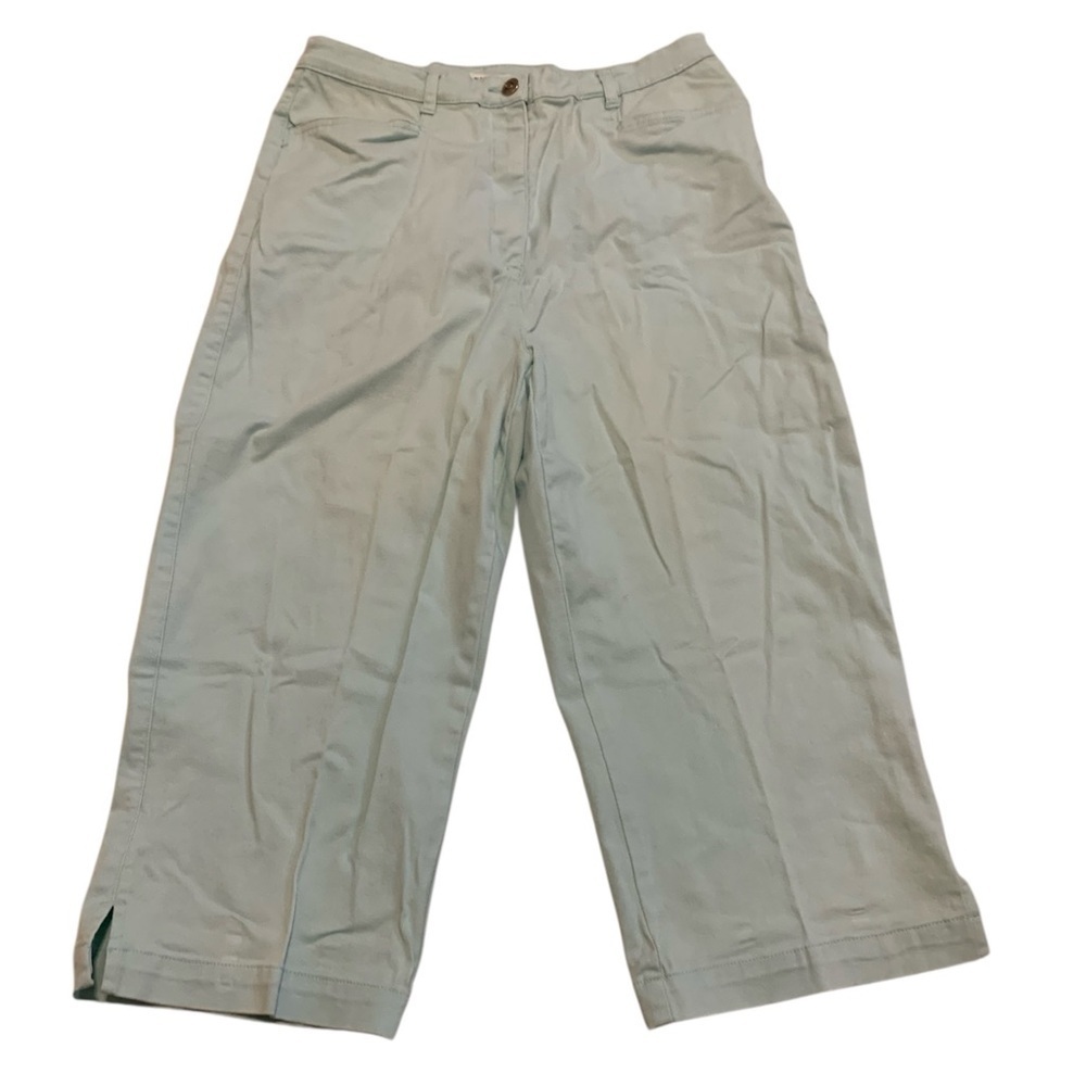 VTG 90s Tabi Petite Stretch Cropped Capri Pants Wide Leg Light Blue Size 4 (S/P)